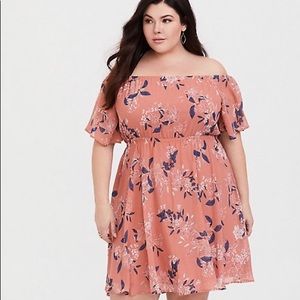 TORRID ORANGE FLORAL CHIFFON SKATER DRESS
